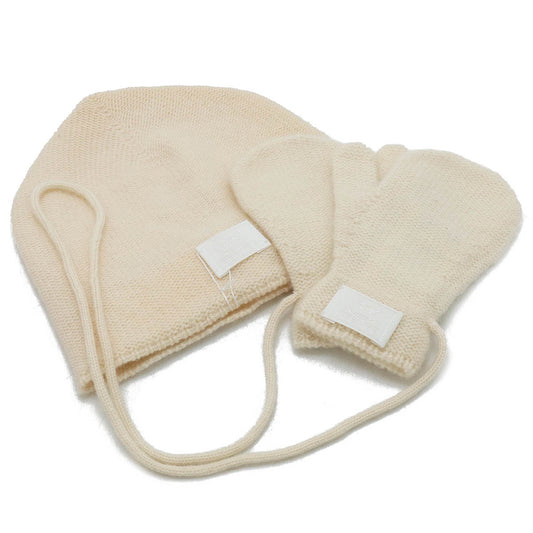 Hermes Baby Cashmere Mittens Knit Hat White