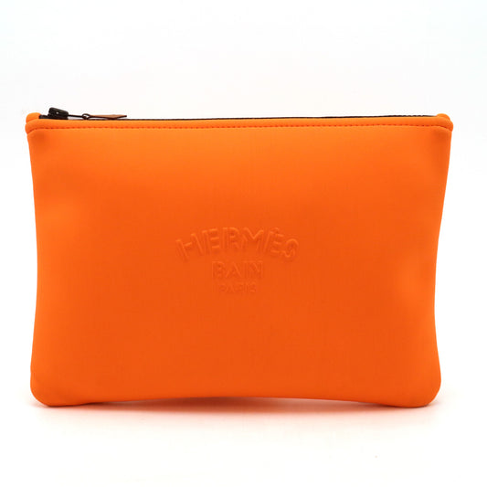 HERMES Neobain MM Clutch Bag Orange Black