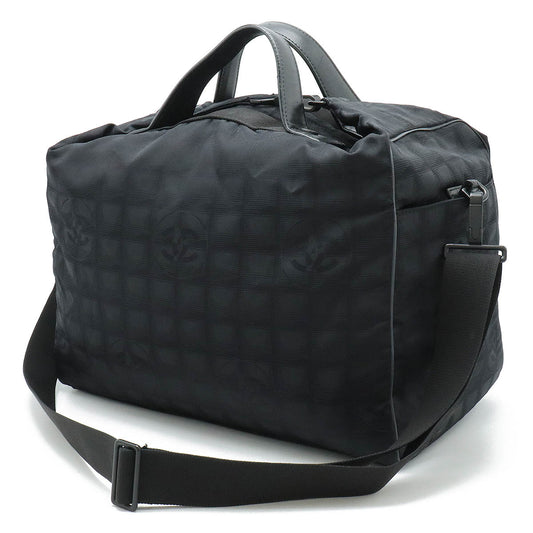 Chanel Nylon Jacquard Leather Boston Bag Black