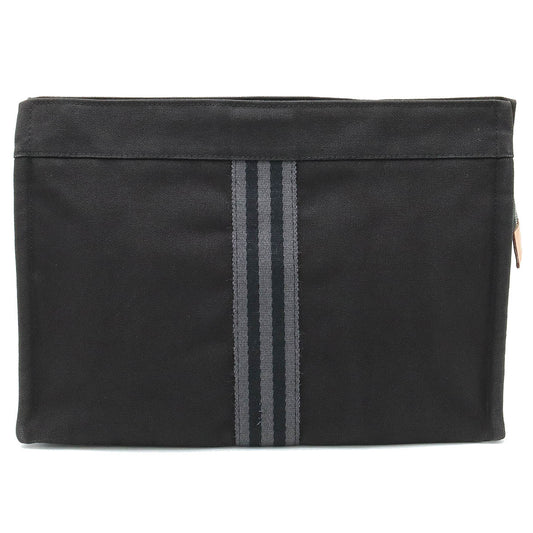 Hermes Canvas Leather Clutch Bag Black