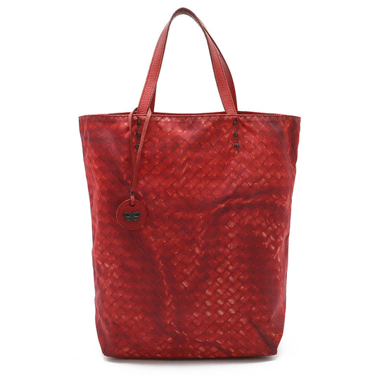 Bottega Veneta Intreccio Illusion Tote Bag Red Nylon/Leather