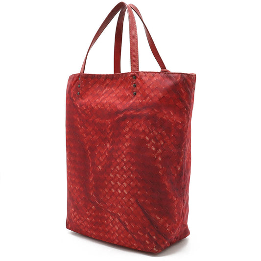 Bottega Veneta Intreccio Illusion Tote Bag Red Nylon/Leather