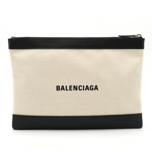 Balenciaga Canvas Leather Clutch Bag Black