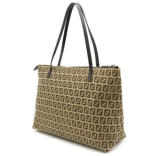 Fendi Zucchino Canvas Leather Tote Bag 8BH023