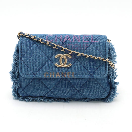 Chanel Denim Leather Matelasse Shoulder Bag