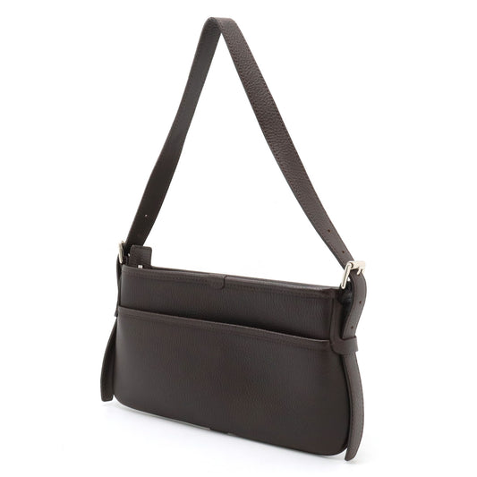 Burberry Leather Shoulder Bag Dark Brown