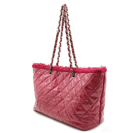 Chanel Patent Toile Coco Mark Tote Bag Pink