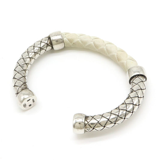 Bottega Veneta Intrecciato Silver Leather Bracelet