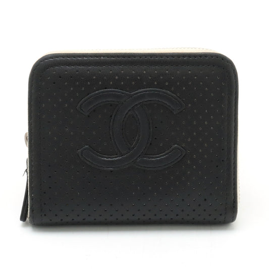 Chanel Leather Card Case Black Ivory