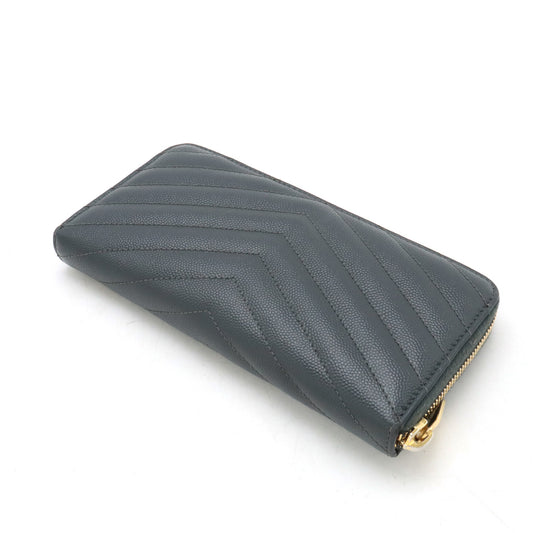 Yves Saint Laurent Leather Monogram Zip Wallet