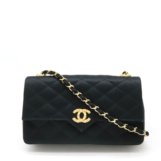 Chanel Satin Rhinestone Matelasse Chain Shoulder Bag