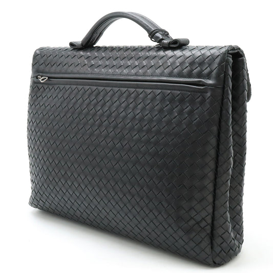 Bottega Veneta Intrecciato Leather Briefcase Black