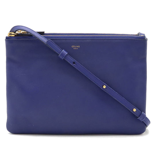 Celine Trio Large Lambskin Shoulder Bag Blue