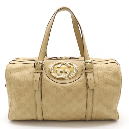 Gucci Interlocking G Leather Tote Bag Beige