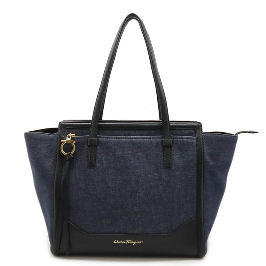 Salvatore Ferragamo Denim Leather Amy Tote Bag