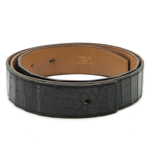 Hermes Crocodile Leather Black Belt