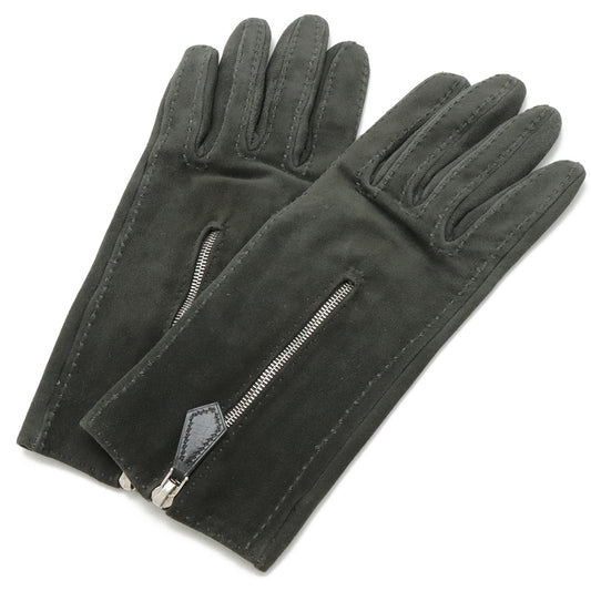 Hermes Suede Gloves Dark Gray