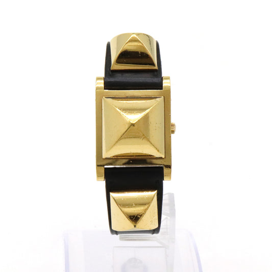 Hermes Medor Quartz Watch Gold Plated Leather