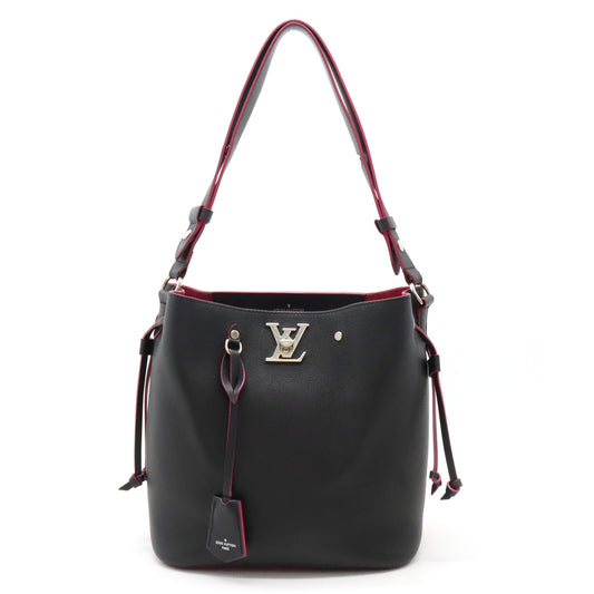 Louis Vuitton Lockme Bucket Shoulder Bag Black Pink