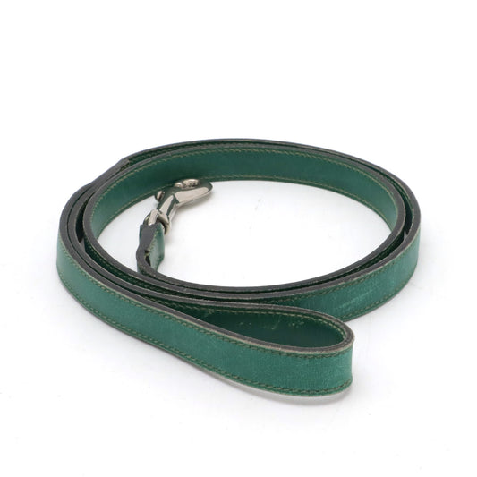 Hermes Leather Dog Lead Green Silver