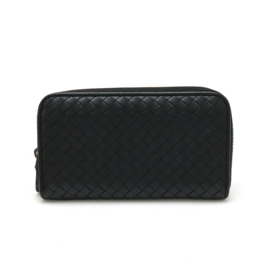 Bottega Veneta Leather Intrecciato Zip Wallet Black