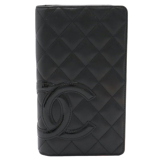 Chanel Cambon Line Bifold Wallet Black Leather