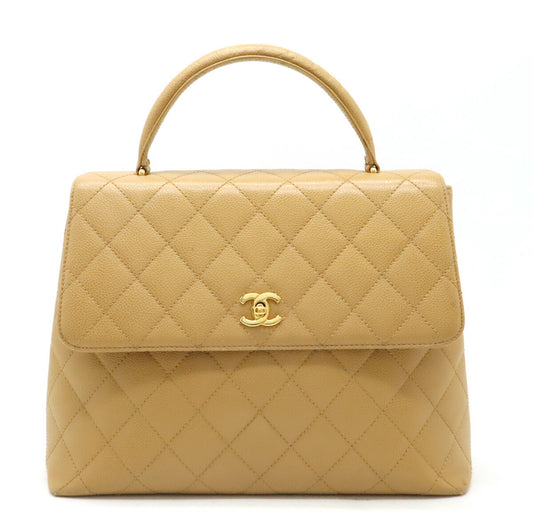 Chanel Caviar Matelasse Handbag Beige