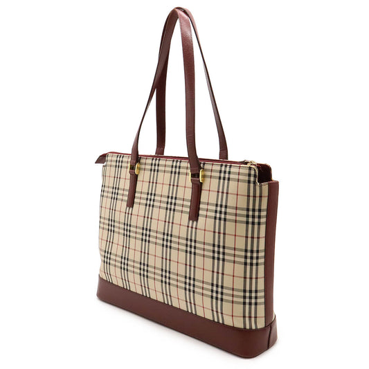 Burberry Nova Check Canvas Leather Tote Bag