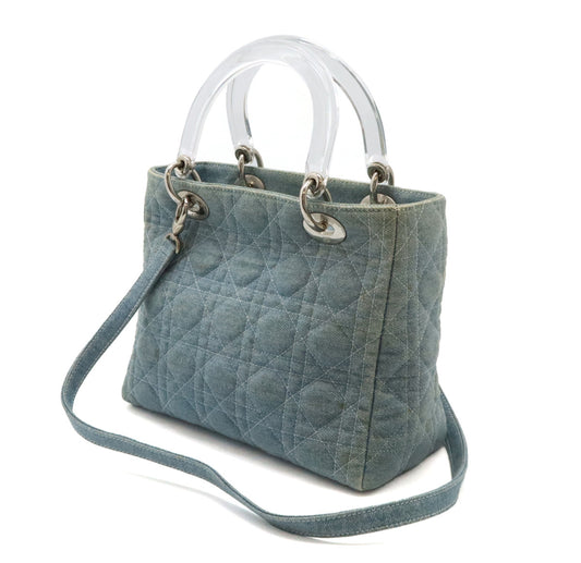 Dior Lady Dior Cannage Denim Handbag