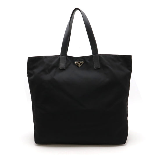 Prada Nylon Leather Tote Bag Black