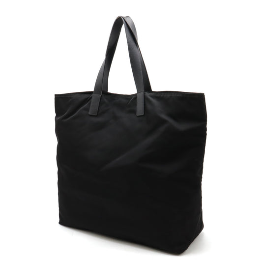 Prada Nylon Leather Tote Bag Black