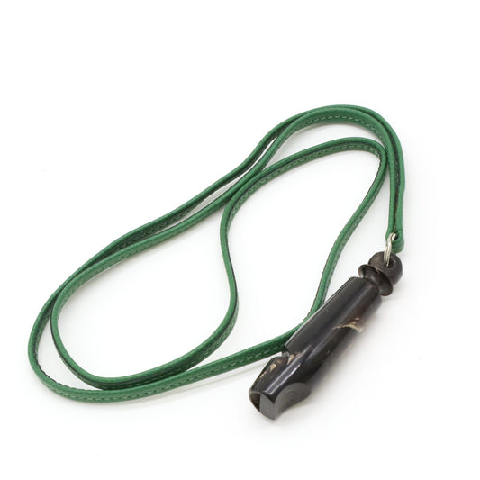 Hermes Wood Leather Dog Whistle Necklace