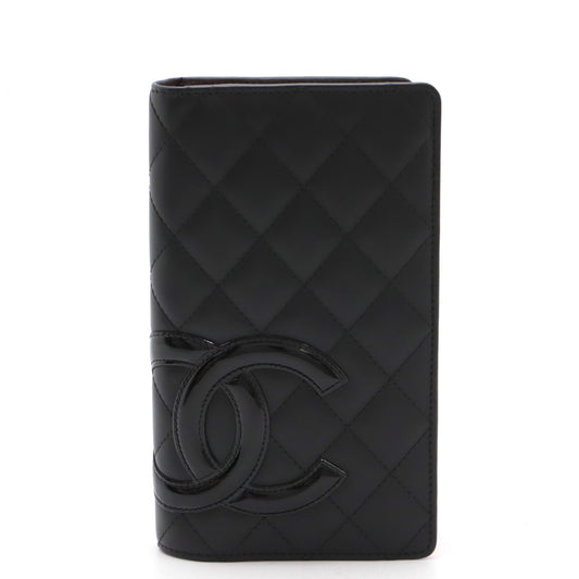 Chanel Cambon Line Bifold Wallet Black Leather