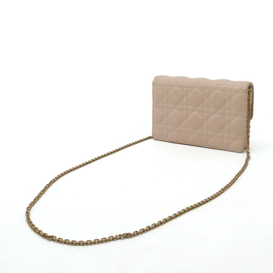 Dior Leather Chain Wallet Clutch Bag