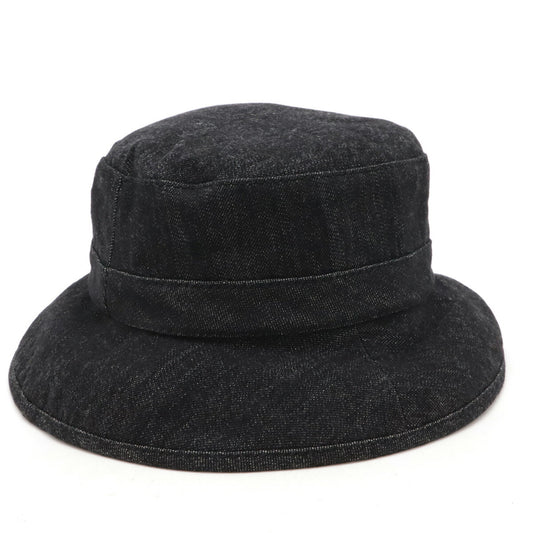 Chanel Logo Denim Bucket Hat Black Cotton