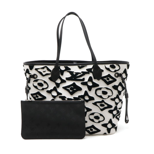 Louis Vuitton Neverfull MM Tote Bag Black White