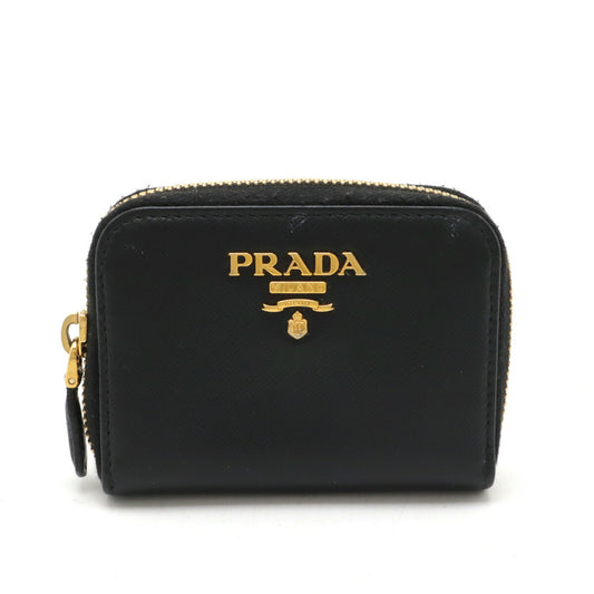 Prada Saffiano Leather Coin Case Black