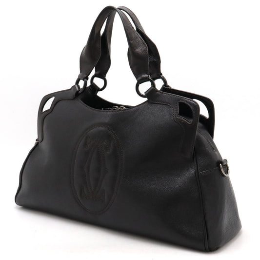 Cartier Marcello Handbag Black Leather