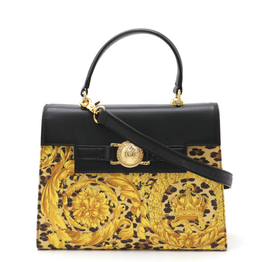 Versace Sunburst Barocco Leopard 2WAY Handbag