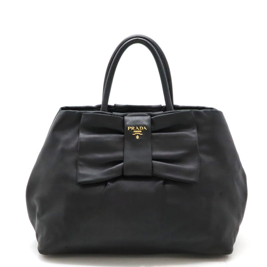 Prada Leather Tote Handbag Black