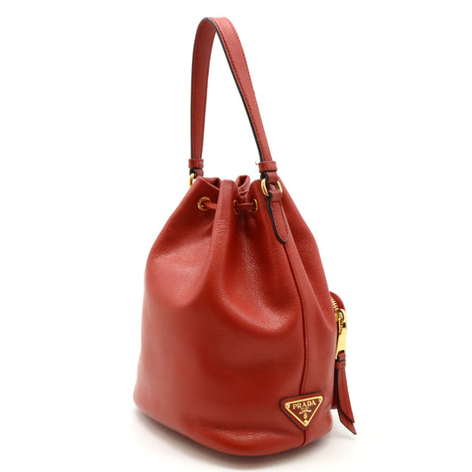 Prada Leather Logo Bucket Handbag 1BH038