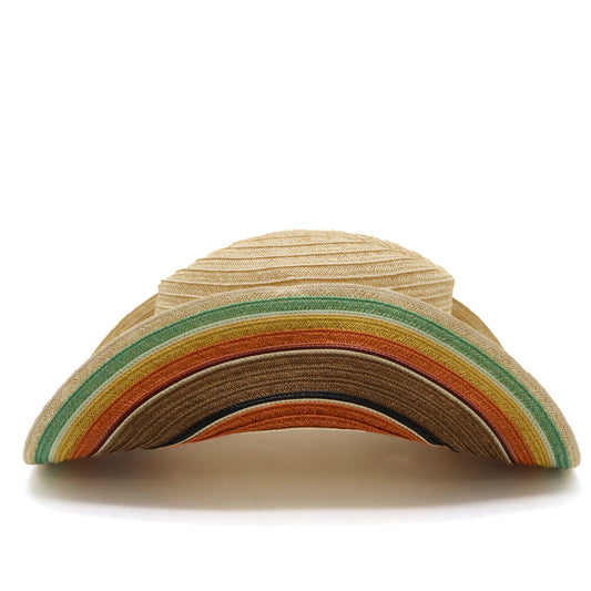 HERMES Straw Hat Linen Multicolor #57