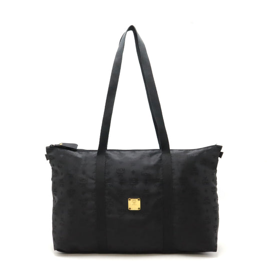 MCM Nylon Canvas Logo Tote Bag Black