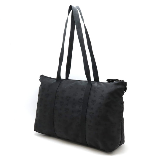 MCM Nylon Canvas Logo Tote Bag Black