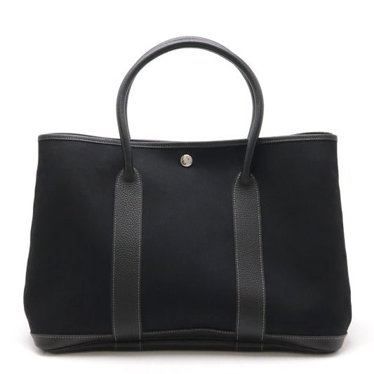 Hermes Garden Party PM Canvas Leather Tote Bag