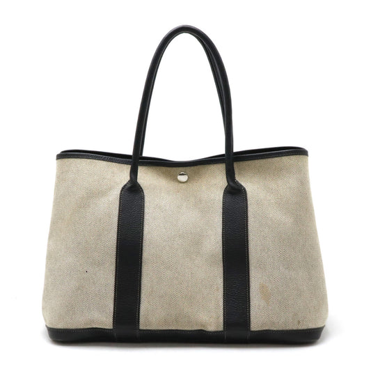 Hermes Garden Party PM Canvas Leather Tote Bag