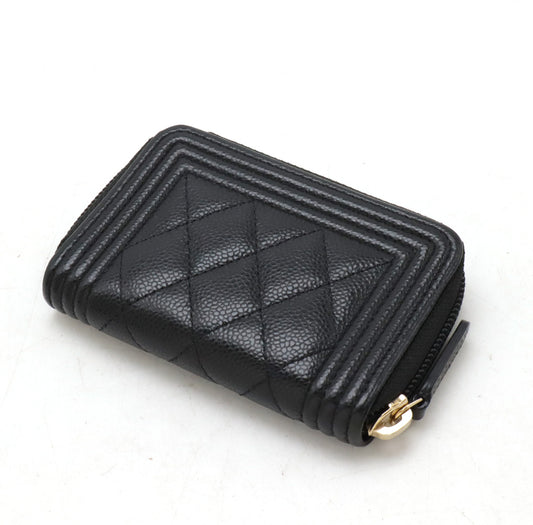 Chanel Boy Caviar Coin Case Black