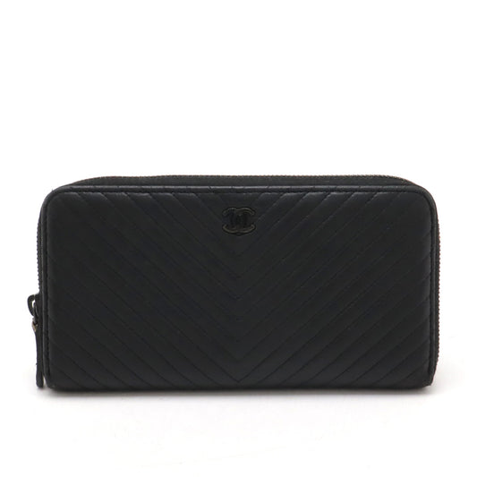 Chanel Chevron V-Stitch Lambskin Wallet