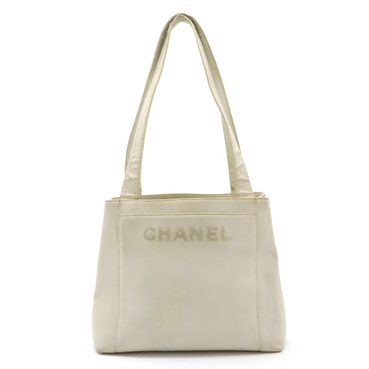 Chanel Caviar Skin Logo Tote Bag