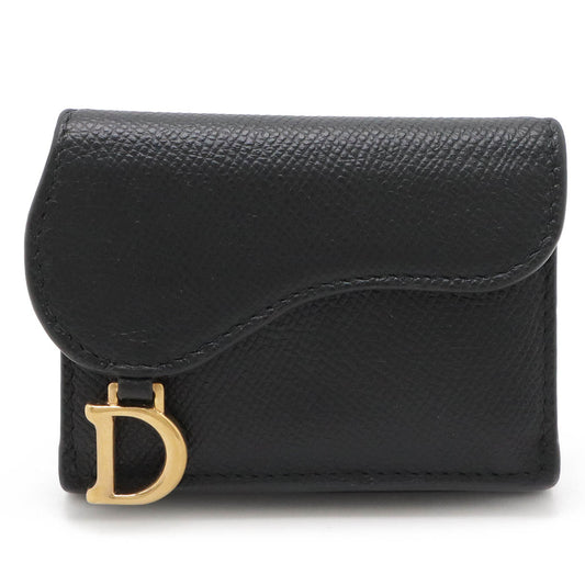 Dior Leather Saddle Compact Wallet Black